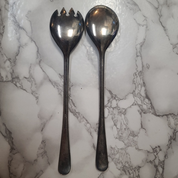 Vintage Raimond Italy Silverplate Salad Set Fork & Spoon Silver Plate MCM - Picture 4 of 6